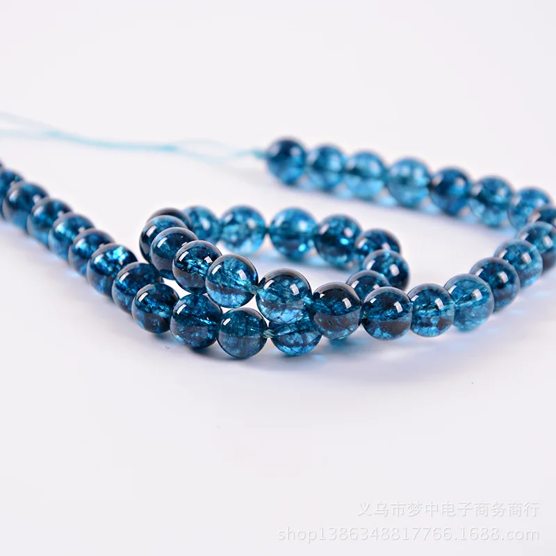 Круглые бусины из голубого кианита с трещинами, голубой кварц, 6 мм, 8 мм, 10 мм, 12 мм, модные ювелирные изделия, бусины для изготовления браслетов