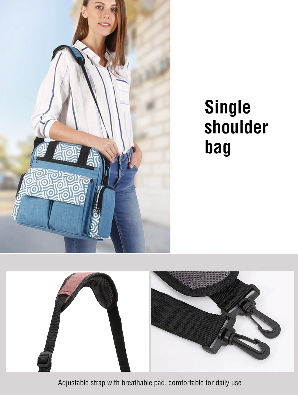 Diaper Bags Large Capacity Backpack Travel Diaper Organizer Bag (5)