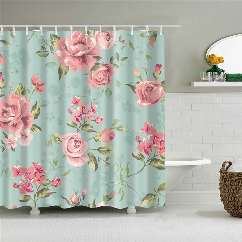 Waterproof Bath Shower Curtains 3d Flowers Printing Custain for Bathroom High Quality Polyester Bath Screen Home Decoration