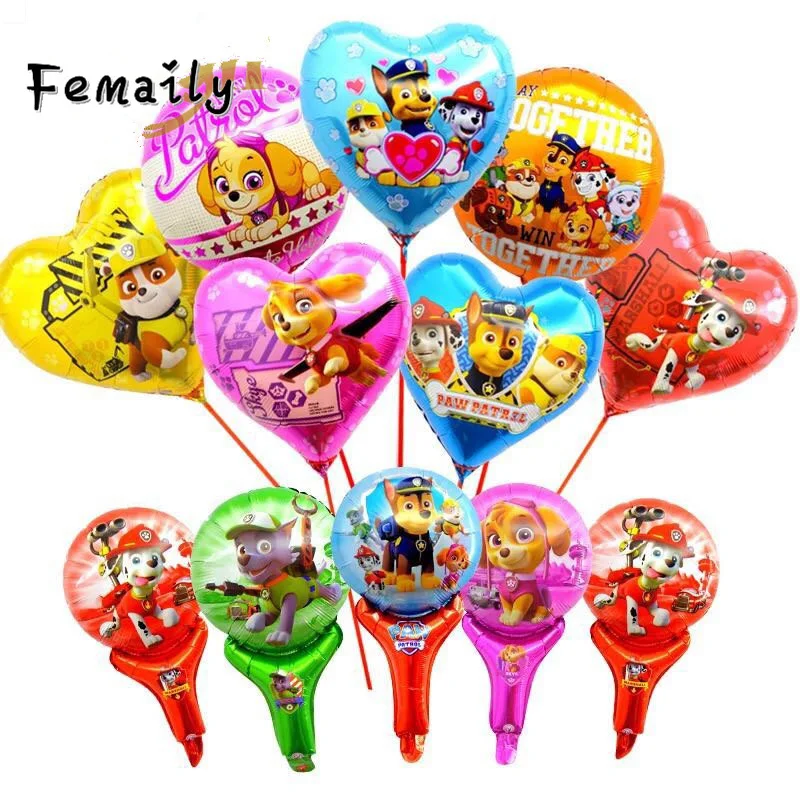 

FEMAILY3-5pcs Foil Balloon Cartoon show dog Handheld Love Baloon Birthday Party Decoration Children's Toy Chase Marshall ballon