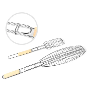 

VILEAD Outdoor Barbecue Accessories Grilled Fish Clips Gridiron Toasted Bread Sausage Eggplant Barbecue Grid Camping Supplies