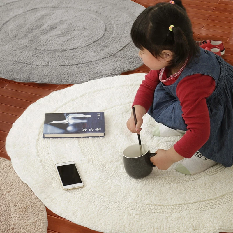 

Nordic Style Round Environmental Cotton Carpet For Kid's Room Living Room Bedroom Study Room Ring Chair Mat Children's Play Rug