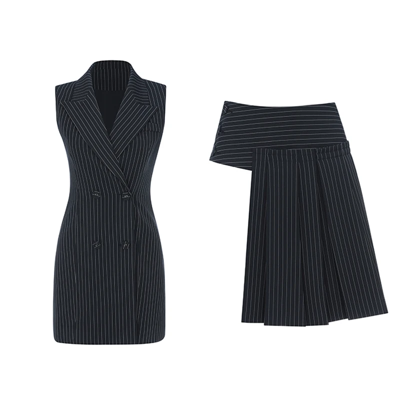 Женский офисный костюм INDRESSME асимметричный плиссированный комплект из 2