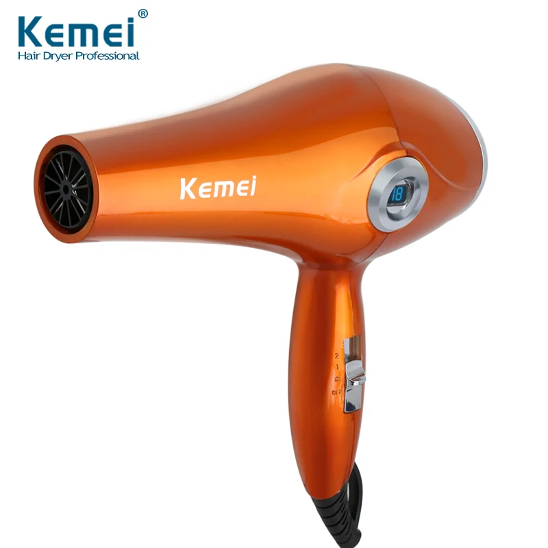 Kemei New Professional LCD Display Luminous Orange hair dryer blow