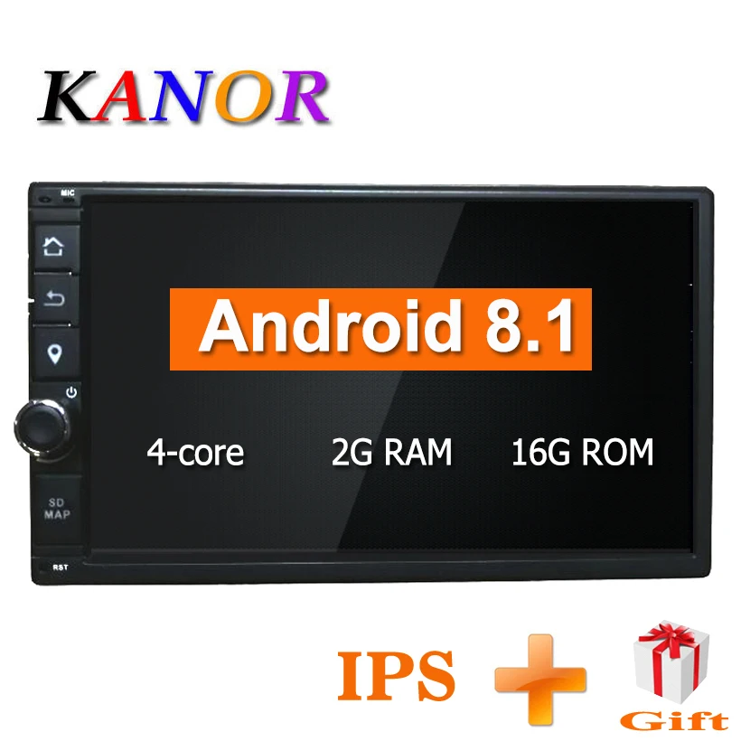 

KANOR Quad Core RAM 2G ROM 16G 2 Din Android 8.1 Universal Car Audio Stereo Radio With GPS WiFi GPS Navigation Video Multimedia