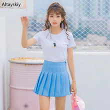 Женские юбки, простые, универсальные, одноцветные, кавайные, для студентов, повседневные, корейский стиль, мини-юбка, женская, s, плиссированная, ампир, трендовая, высокое качество, новинка