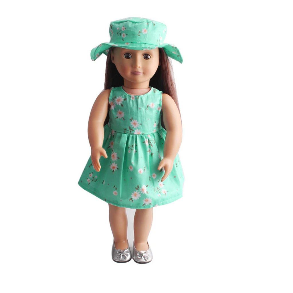     My Life Dolls Clothes Stylish Floral Dress Hat Outfit Suit Accessories Green Floral