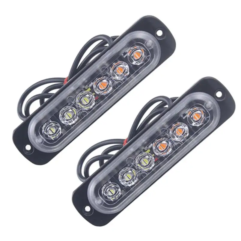 Ámbar 2x 6 LED de luces de baliza de emergencia coche camión Flash Estroboscópico Bar advertencia de peligro