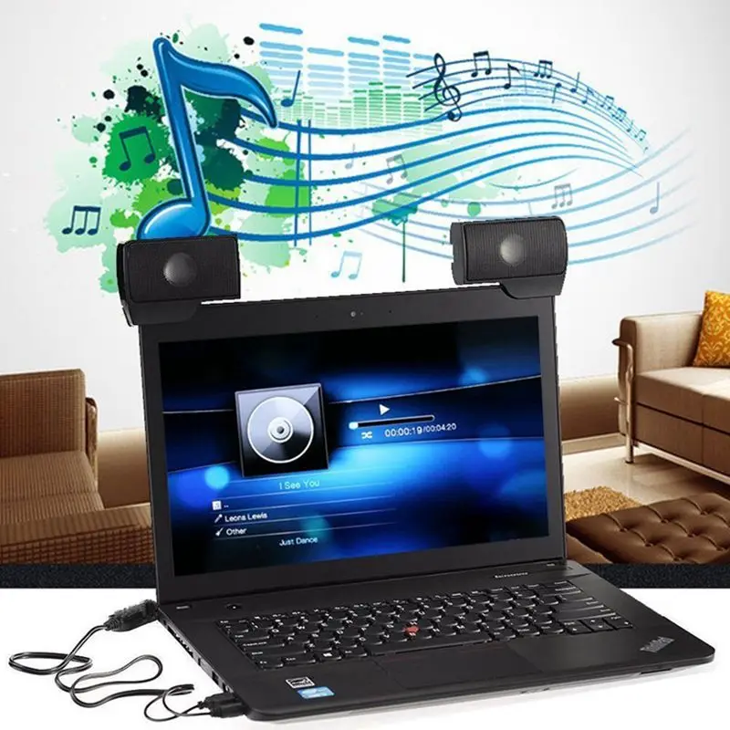 Портативный клип-на USB питание стерео динамик Саундбар для ноутбука ноутбук ПК настольный планшет