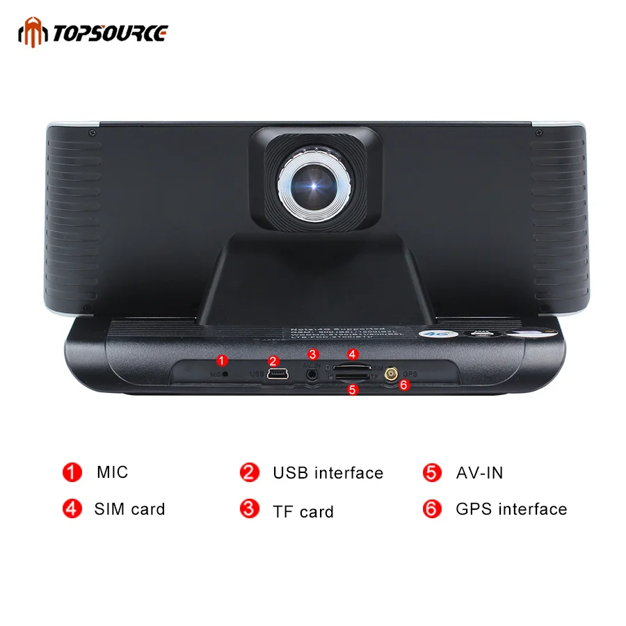 Автомобильный видеорегистратор TOPSOURCE Full HD 1080P dvr 6,8" Android 5,1 видео рекордер 4G ADAS двойной объектив Bluetooth Камера gps навигация 1 ГБ ram