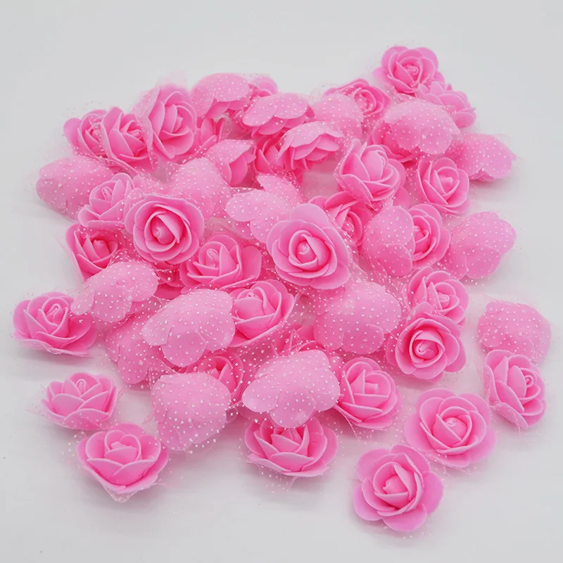 100 шт/партия 3,5 см искусственные цветы маленькая ПЕНА РОЗА голова Свадебный букет невесты PE для самостоятельного изготовления венок Свадебная вечеринка Декор 6Z - Цвет: pink