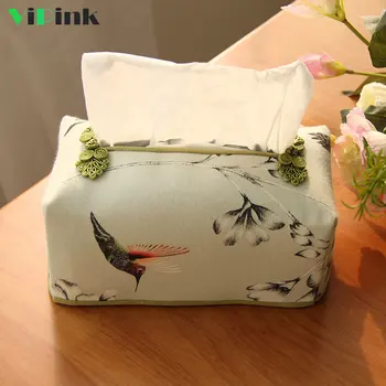 

Chinese Flowers And Birds Cloth Tissue Box Holder Kitchen Bar Table Decoration Removable Tissue Boxes Cover Case For Car Hotel