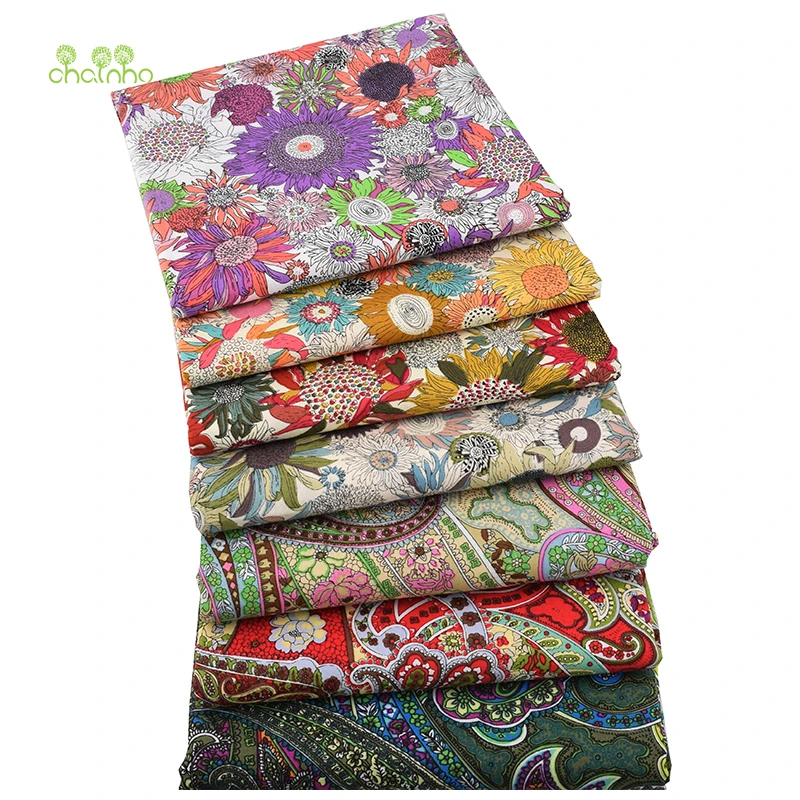 

Chainho,Floral Series Printed Plain Cotton Fabric,DIY Quilting&Sewing Poplin Material For Baby&Children's Dress,Shirt,Skirt