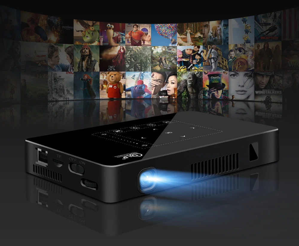 Мини проектор WZATCO P10 на Android 2 ГБ 16 Wi Fi Bluetooth с аккумулятором поддержка 1080P 4K
