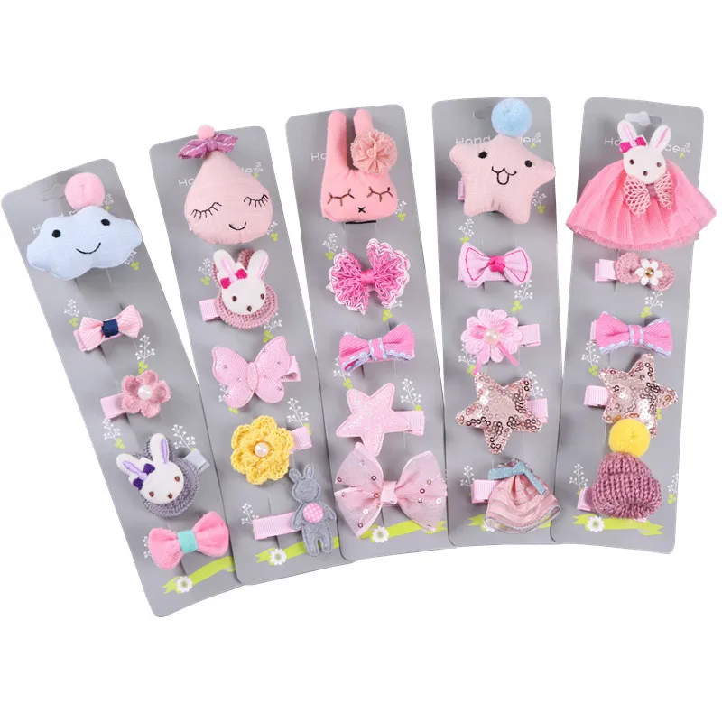 

Cartoon Hair Clips For Girls Cotton Hairpins Kids hair Accessories Set Bow Crown Butterfly Clips Hairgrips Barrette Head Wrap