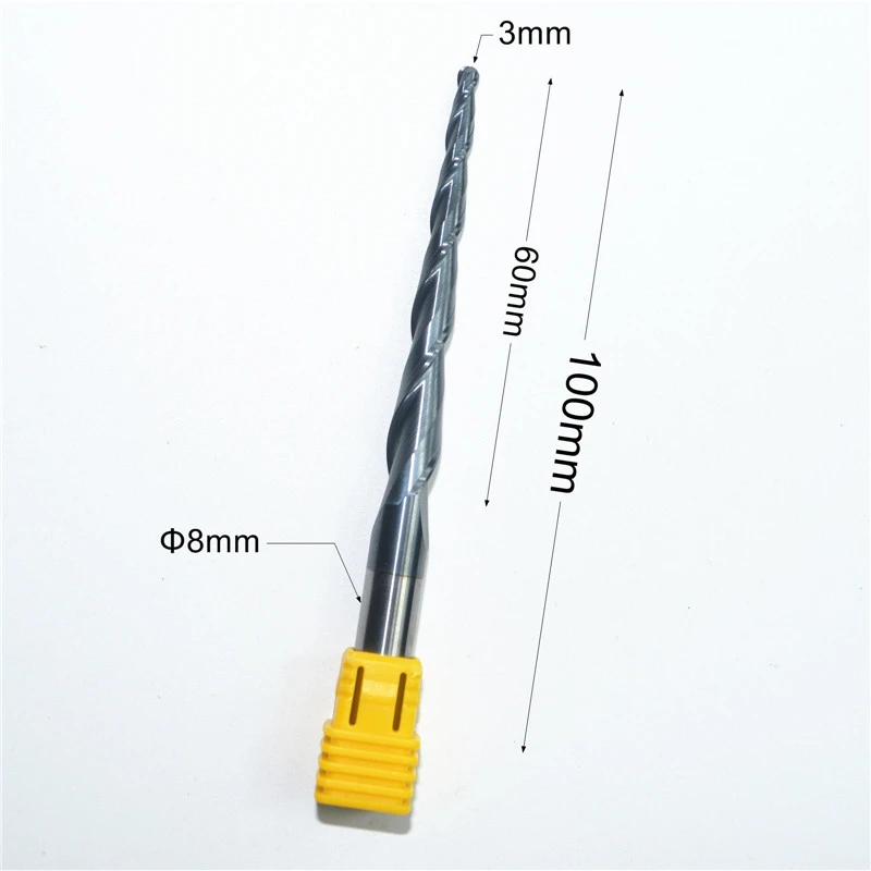 Hrc55 Solid Carbide D8*r1.5*60*100l Tialn Coated Taper Ball Nose End ...