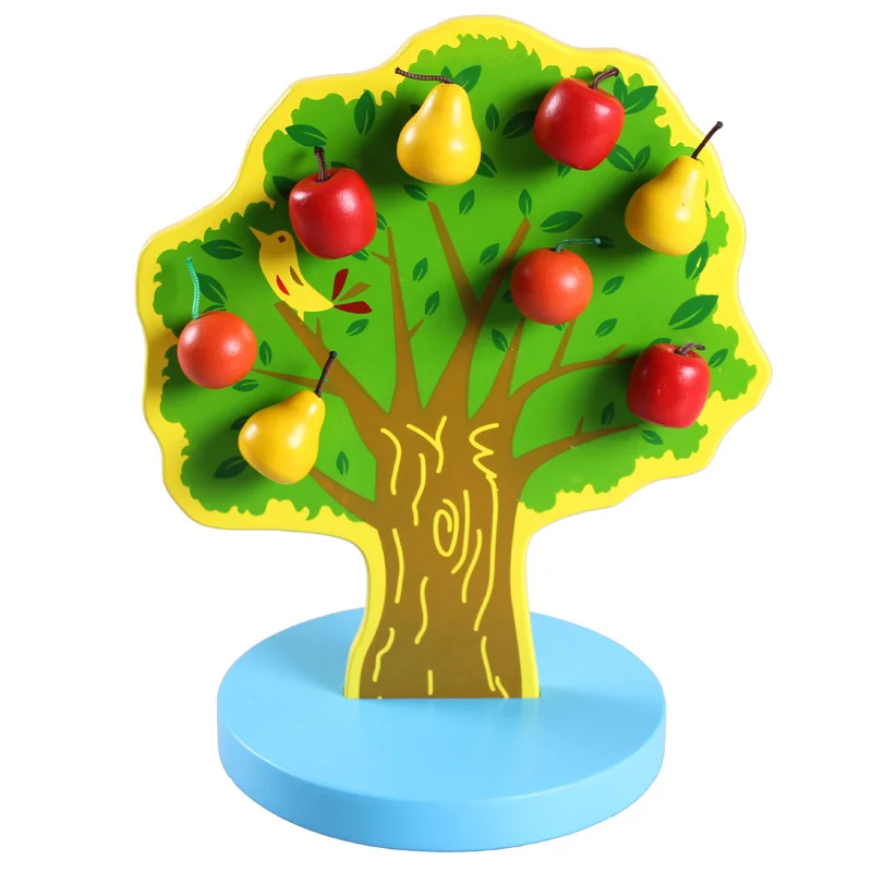 

FIY Montessori Wooden Magnetic Apple Tree Math Toys Early Learning Educational Wooden Toys color shape learning toy For Children