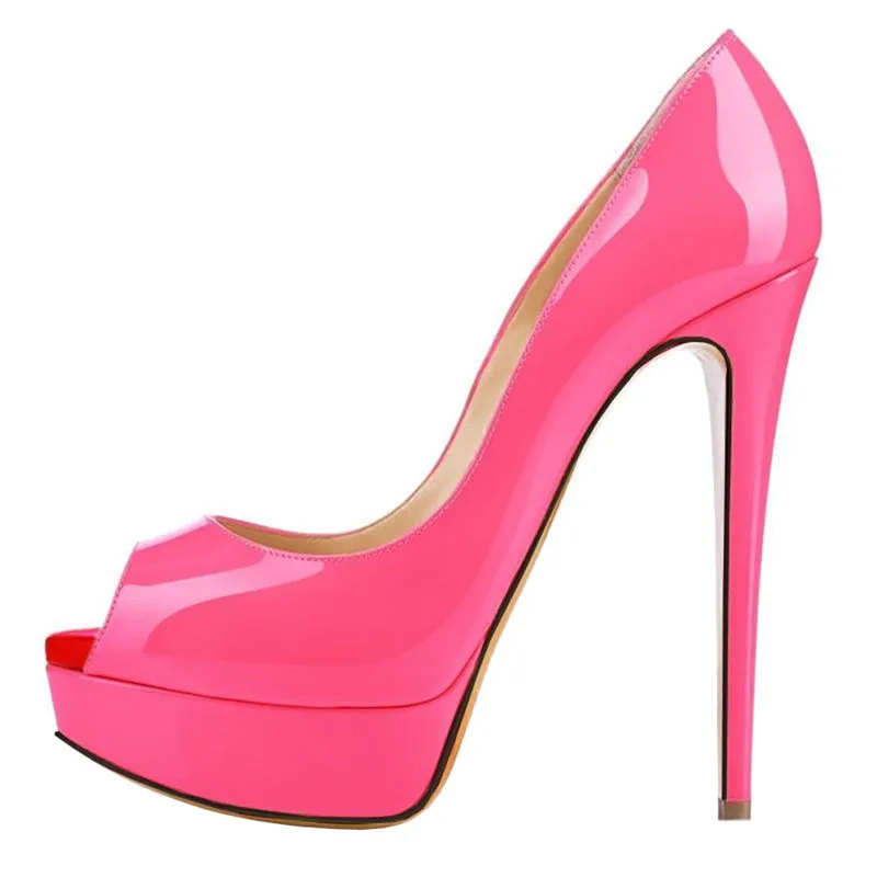 Женские туфли-лодочки из лакированной кожи; Туфли на танкетке; туфли на высоком каблуке-шпильке с красной подошвой; пикантные вечерние туфли с открытым носком; Цвет по индивидуальному заказу; 817-16
