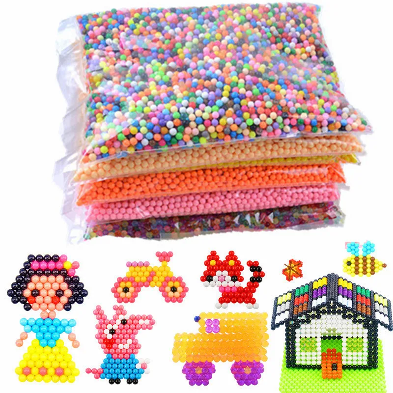 

New Mix Colors 6000pcs 5mm Molds Perlen Magic Water Spray Beads Children 3D Beads Toys Set Educational Kids Toys Arts Craft