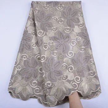 

African Lace Fabric 2018 Swiss Voile Lace With Rhinestones Embroidery Nigeria Wedding African Dry Lace Fabric A1298