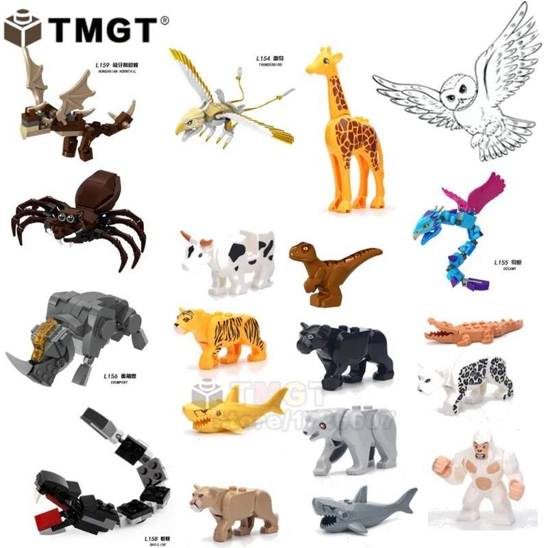 

Duploe Animal Toys Dinosaur HP novel Thestral Thunder bird Aragog Occamy Building Blocks Bricks Children Friends Christmas gift