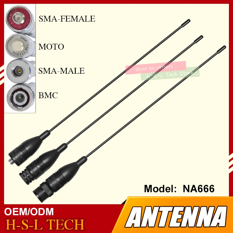 NA-666 VHF/UHF 144/430MHz Dual Band  High Gain Antenna Connector For Two Way Radio BNC/SMA Walkie Talkie Antenna For Baofeng