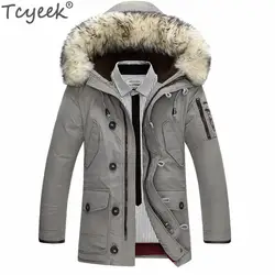 Tcyeek брендовая одежда Зимний пуховик мужской теплый шерстяной воротник пальто с капюшоном черная верхняя одежда пальто парки Hombre Invierno CJ289