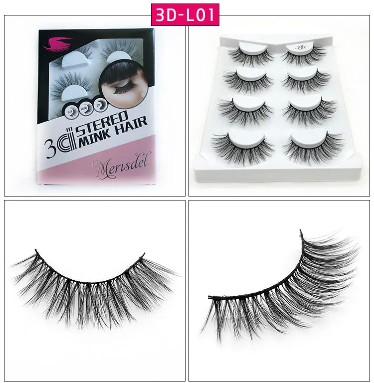 

European and American false eyelashes 3D false eyelashes four sets of manual false eyelashes eyelashes