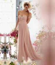 Fashionable Sweetheart Strapless Beaded Long 2015 Bridesmaid Dresses Cheap Chiffon Wedding Party Gown