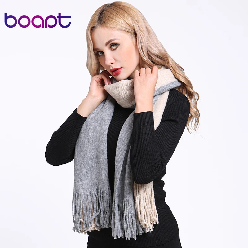 

[boapt] thick soft cashmere blend patchwork female scarves for women shawls winter warm scarf luxury brand fashion with unisex