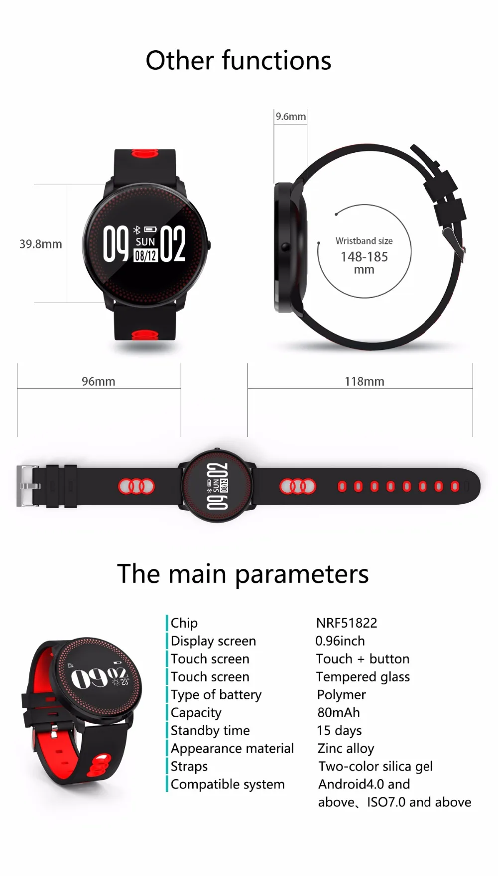 Smartch CF007 смарт-Браслет фитнес-браслет трекер сердечного ритма Монитор артериального давления часы-Шагомер Браслет PK Mi B