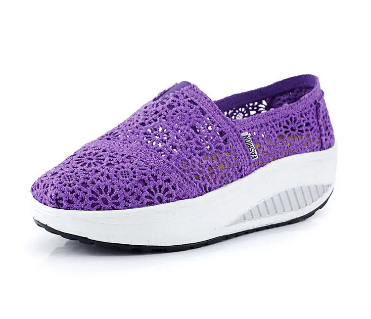 

Lace Hollow Breathable 5CM Platform Sneakers Women's Summer Shoes Fashion Women Wedge Sneakers Zapatos Mujer Size 25-61 WSH325