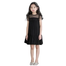 Новинка года, летнее черное платье без рукавов костюм принцессы для девочек-подростков возрастом от 4 до 16 лет весенние кружевные вечерние платья с оборками для девочек-подростков