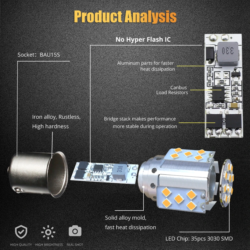 Светодиодсветодиодный лампы 15 Вт 1156 BAU15S PY21W 3030 35 SMD светодиодный Автомобильная