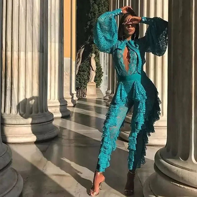 green elegant jumpsuit
