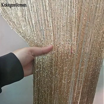 

3x2.6m String Curtain Shiny Tassel Line Curtains Window Door Divider Drape Living Room Decor Valance