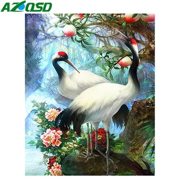 

AZQSD Diamond Mosaic Animal Cross Stitch Diamond Embroidery Crane Rhinestones Pictures Diamond Painting Full Square New Arrival