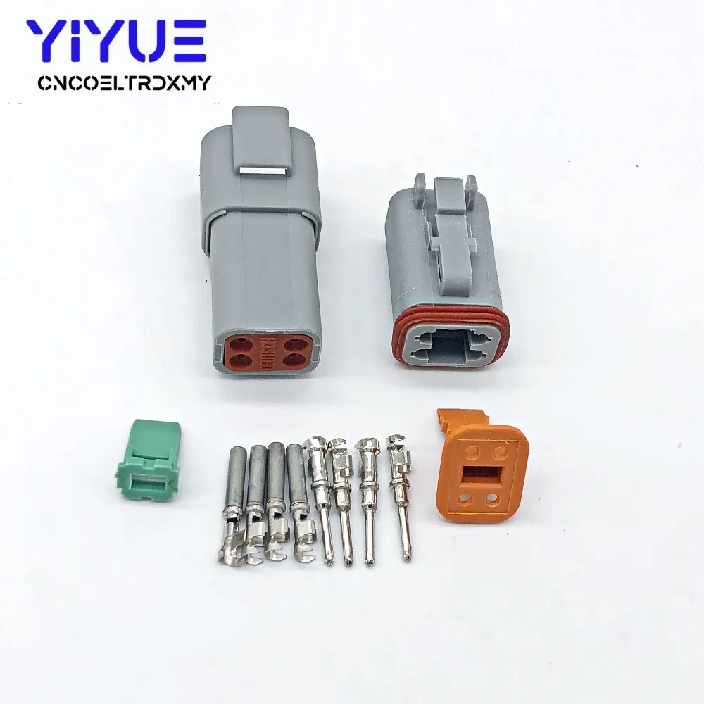 4P gray 1 комплект Deutsch DT 2 3 4 6 8 12 Pin мужской женский Авто Водонепроницаемый Разъем Автомобильный герметичный штекер с контактами - Цвет: 4P gray