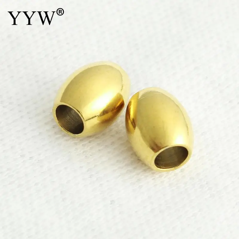 1Lot Stainless Steel Beads For Jewelry Making Oval Shape Gold Rose Gold Black Ionic Color Big  Spacer Hole Beads 5x4x4mm