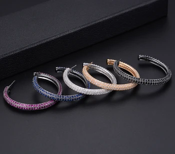 

GODKI 41mm Round Circle Full Mirco Paved Micro Zirconia Women Bridal Dress Wedding Everyday Drop Earring Fashion Jewelry