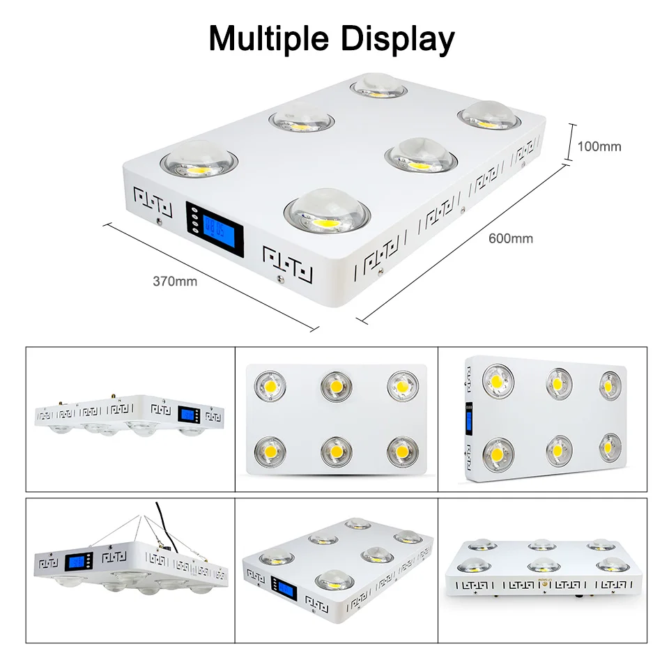 Диммируемый CREE CXB3590 200 Вт COB светодиодный светильник для выращивания, полный спектр с ЖК-дисплеем, таймер, контроль температуры для комнатных растений, для всех сценических растений - Испускаемый цвет: 600W