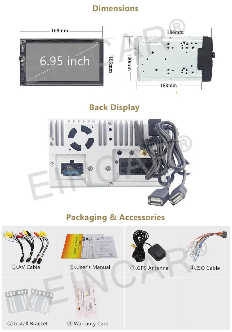 Best 6.95" Android 6.0 head unit 2 DIN Car DVD Player Stereo GPS Radio Navi OBD2 15 Best 6.95" Android 6.0 head unit 2 DIN Car DVD Player Stereo GPS Radio Navi OBD2 15