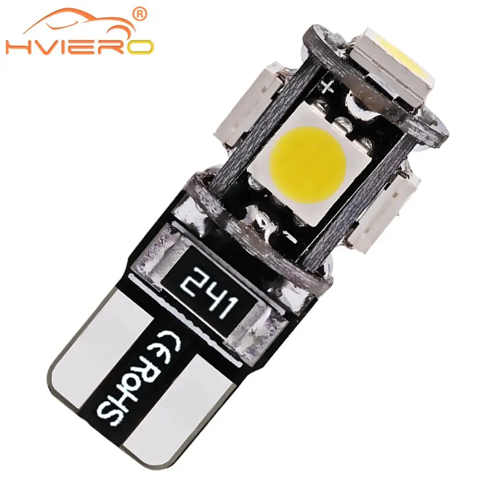 

New White Blue 1pcs T10 5050 5SMD 5 SMD 1W Led Car Light Canbus W5w 194 Error Free DC 12V Bulbs High Quality Wholesale
