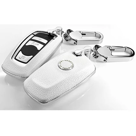 Чехол ShinMan для ключей BMW X3 X4 M5 M6, защитный чехол для ключей, чехол для ключей 1 серии 2 3 4 5 6 7, чехол для ключей из коровьей кожи - Название цвета: White
