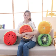 Мягкие фрукты/дерево табурет плюшевая подушка диван стул Декор Подушка Диван поясничная Подушка Киви/оранжевый/арбуз диа. 40 см