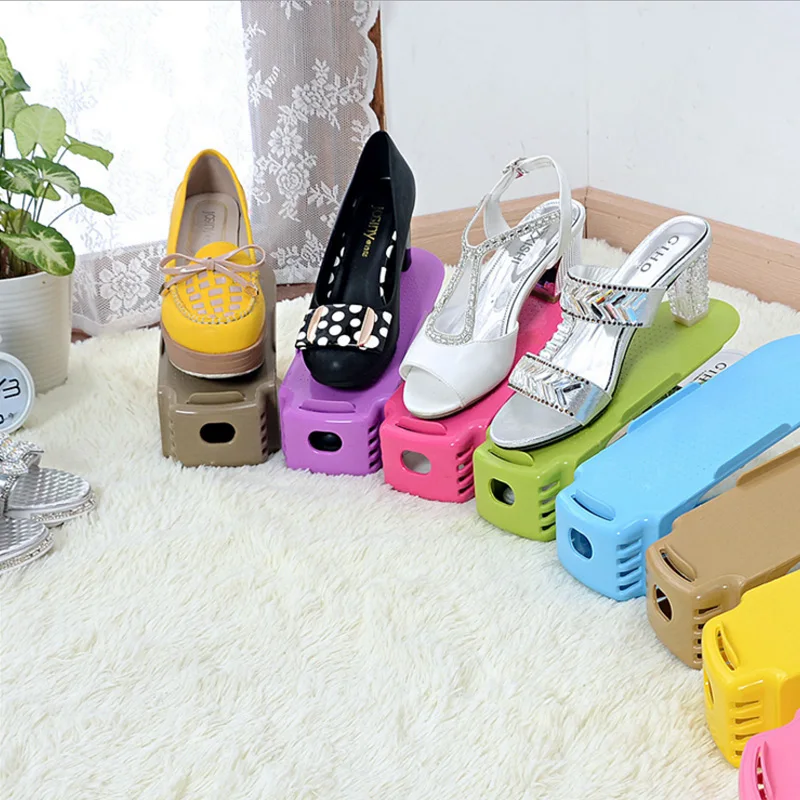 2 pcs/lot Double layer Shoe Frame Plastic Simple Shoe Holder Home Space