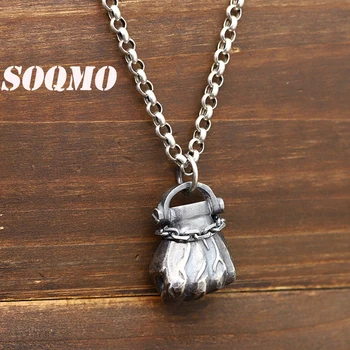 

SOQMO Authentic 925 Sterling Silver Vintage Hand Pendants for Necklaces Men Accessories Gifts S925 Silver Jewelry SQM202