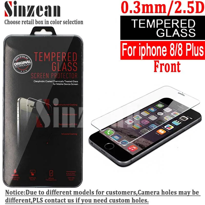 Sinzean 100 шт для iphone 8 Plus закаленное стекло для защиты экрана 0,3 мм 2.5D Совместимо с iphone X закаленное стекло