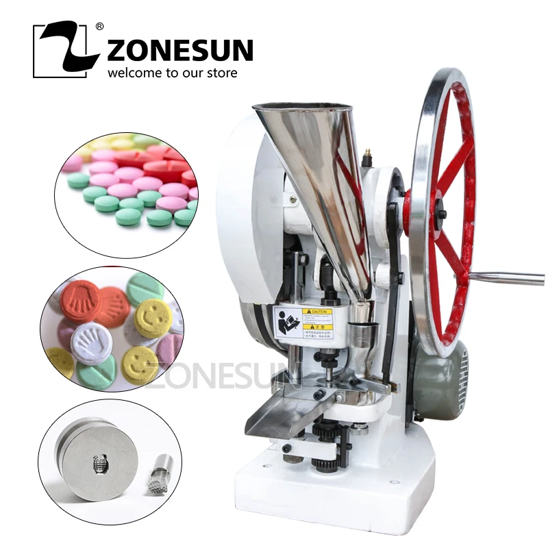 

ZONESUN Single punch tablet press machine TDP5 Sugar press machine Candy making Milk TABLET PRESSING making