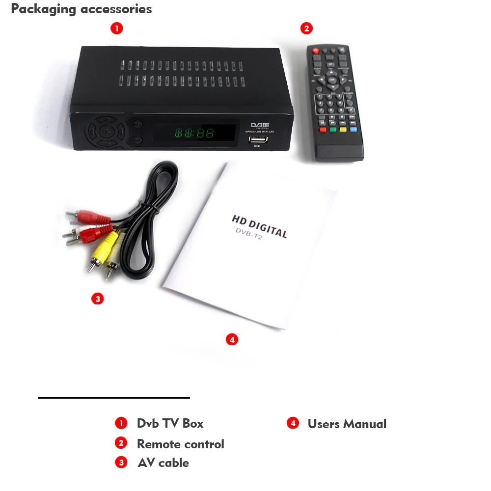 Vmade DVB-T2 эфирный цифровой ТВ приемник сигнала декодер DVB T2 ТВ коробка HD 1080P DVB-T телеприставка Поддержка Wi-Fi H264 MPEG-4